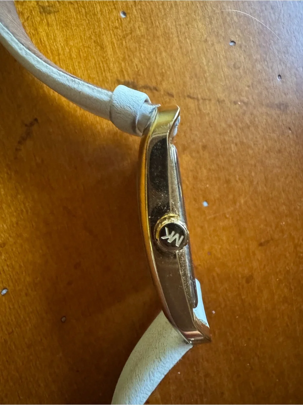 Michael Kors Women's Gold Case White Leather Watch